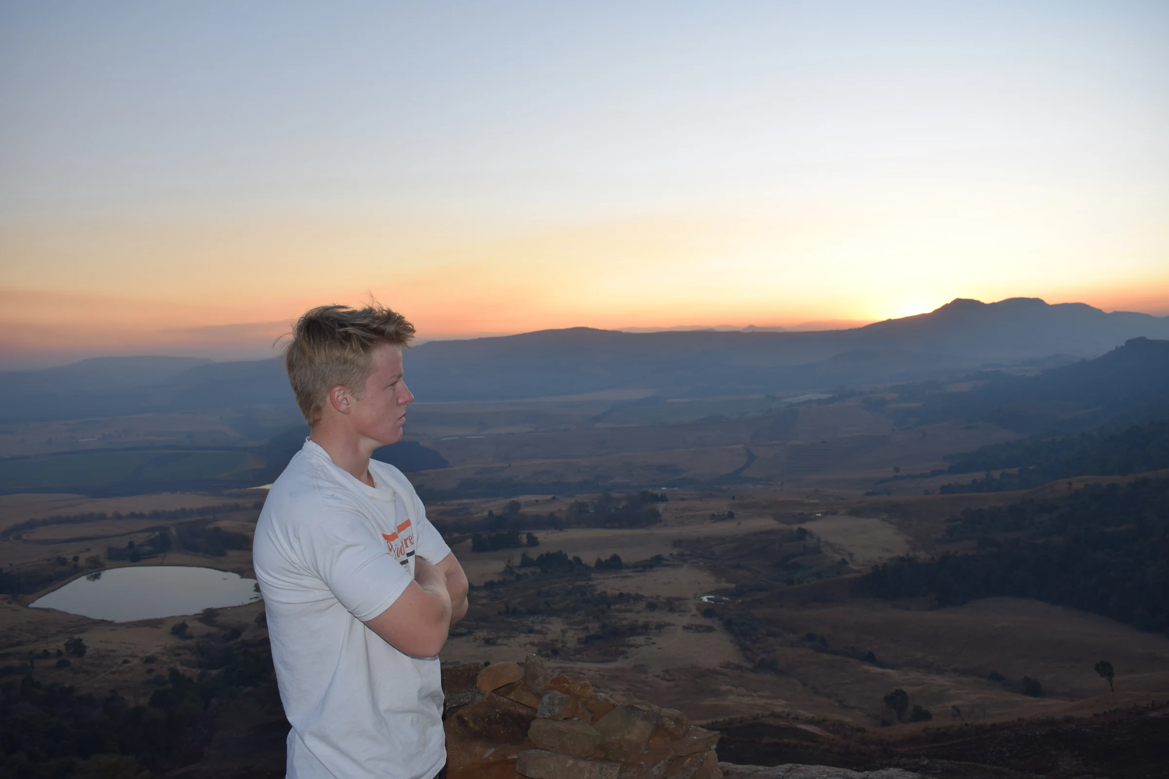 A younger Cameron looking across the Elandshoek valley